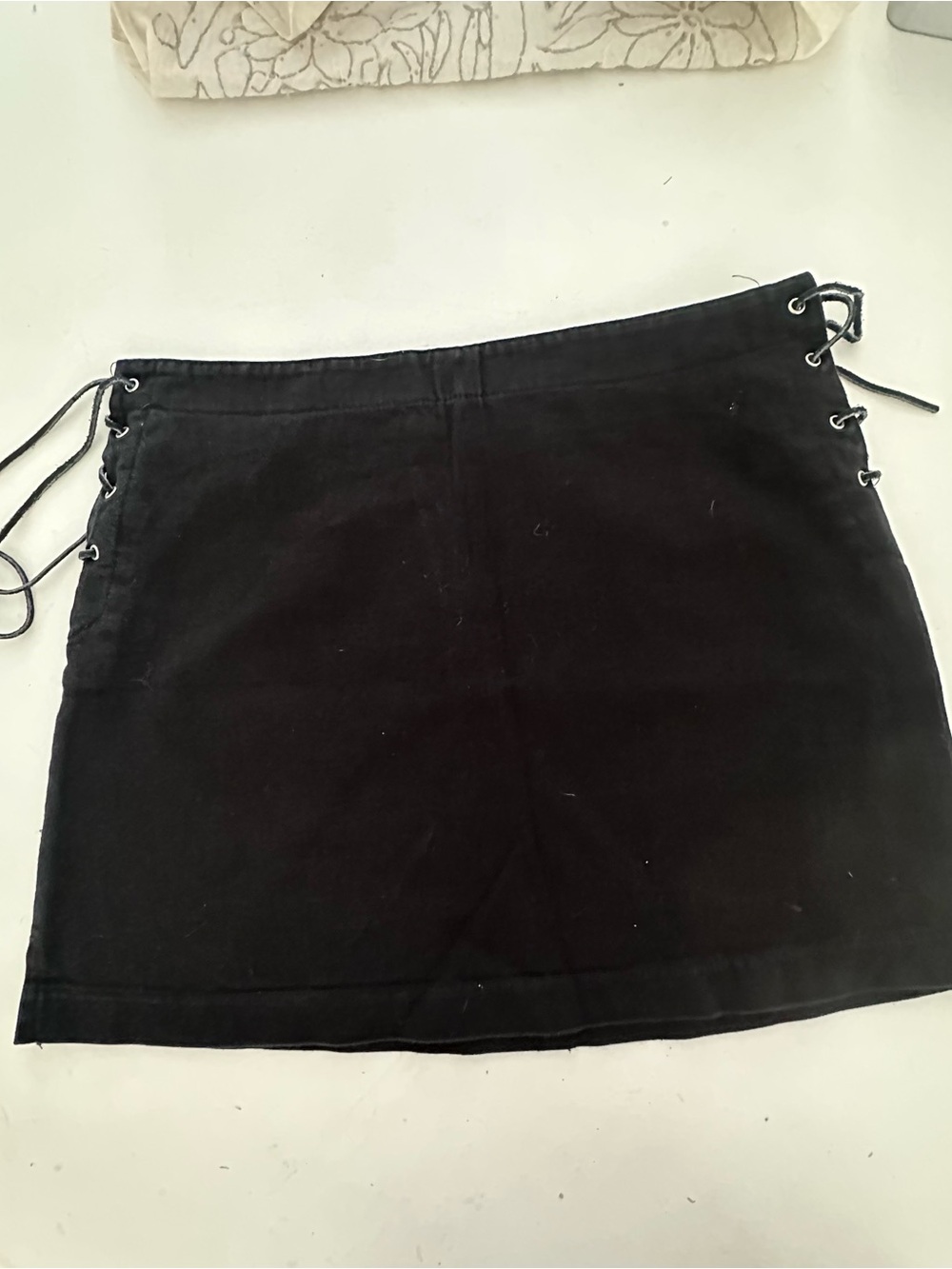 Vintage Y2K Blue Asphalt Black Lace-Up Side Mini Skirt Size 3 / S Goth Grunge